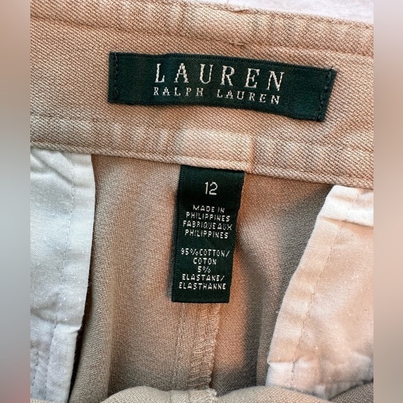 Ralph Lauren Khaki Dress Trousers/Capris. Nice Cuffs & Snaps. Classic! Size 12 - Picture 3 of 8